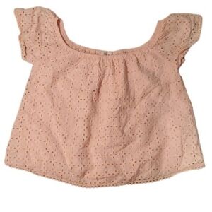 Everly Crop Top Womens Size S Eyelet Lace Pink summer Whimzie Cotton